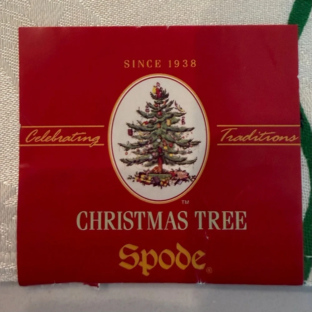 NWT Spode Festive Christmas Tree Placemats Green &‎ Red Accents: Set of 6
